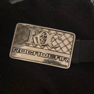 vintage rocawear black belt + silver buckle